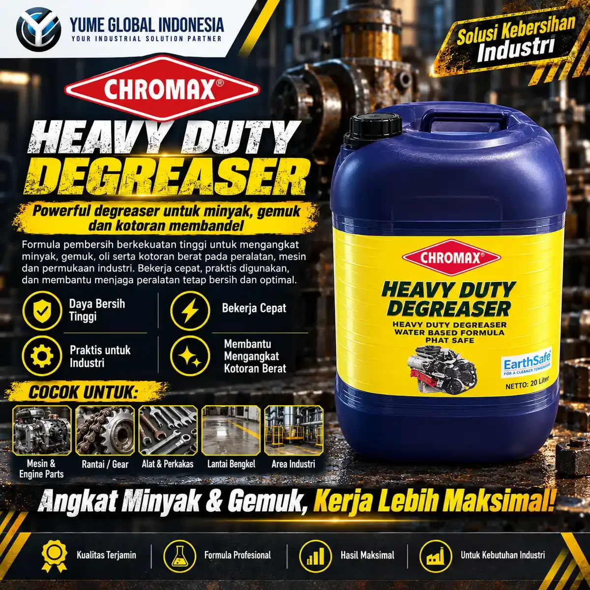 Chromax Heavy Duty Degreaser Multipurpose – Pembersih Oli & Grease Industri